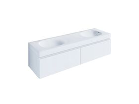 Kado Lussi 1500mm Wall Hung Vanity Unit Double Bowl with Two Soft Close Drawers Satin White Painted Finish