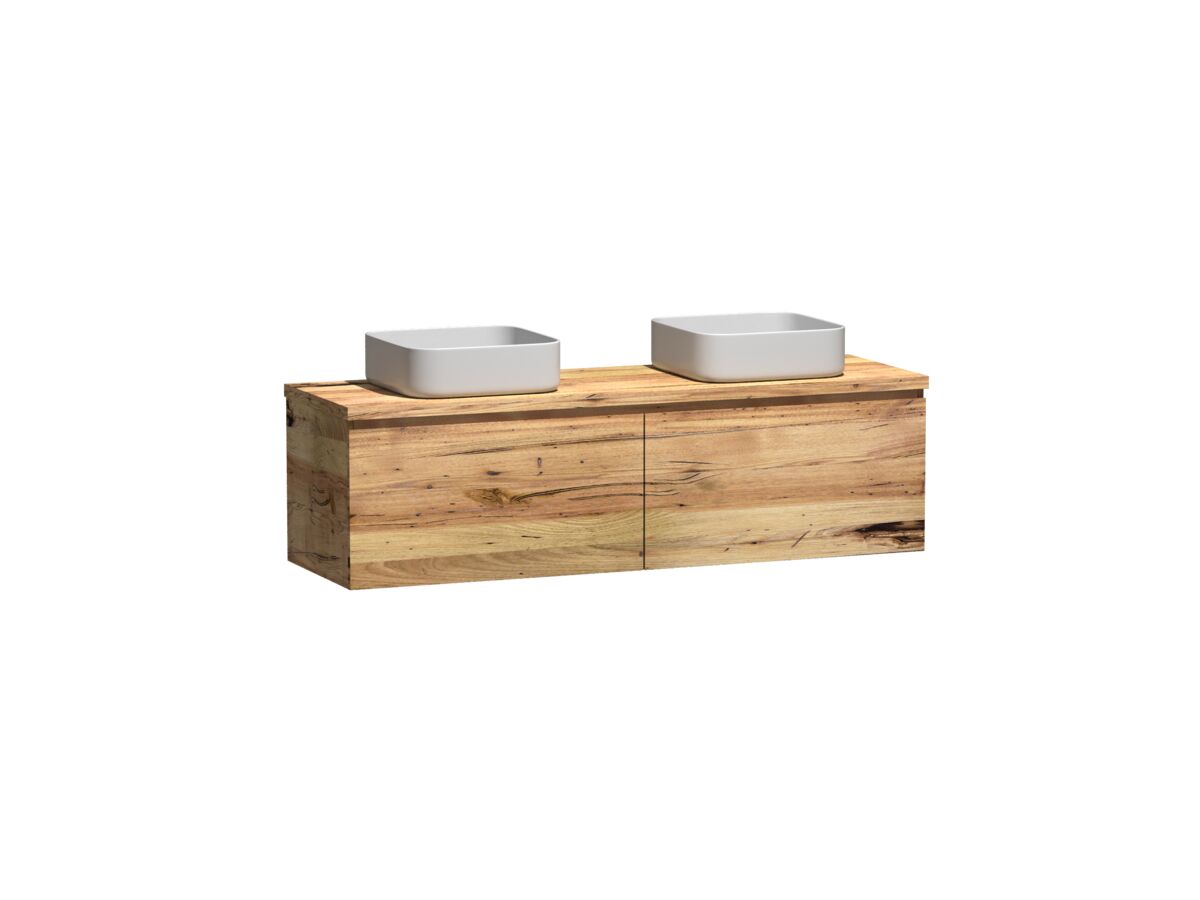 Kado Arc Timber All Drawer 1500 Double Bowl Vanity Timber 32mm Top