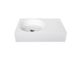 Omvivo Neo Solid Surface Wall Basin Left Hand Bowl No Taphole 700mm White
