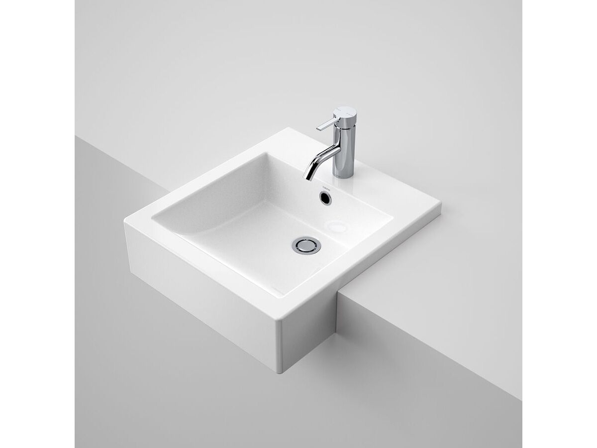 Caroma Liano Semi Recessed Basin 420mm 1 Taphole White from Reece