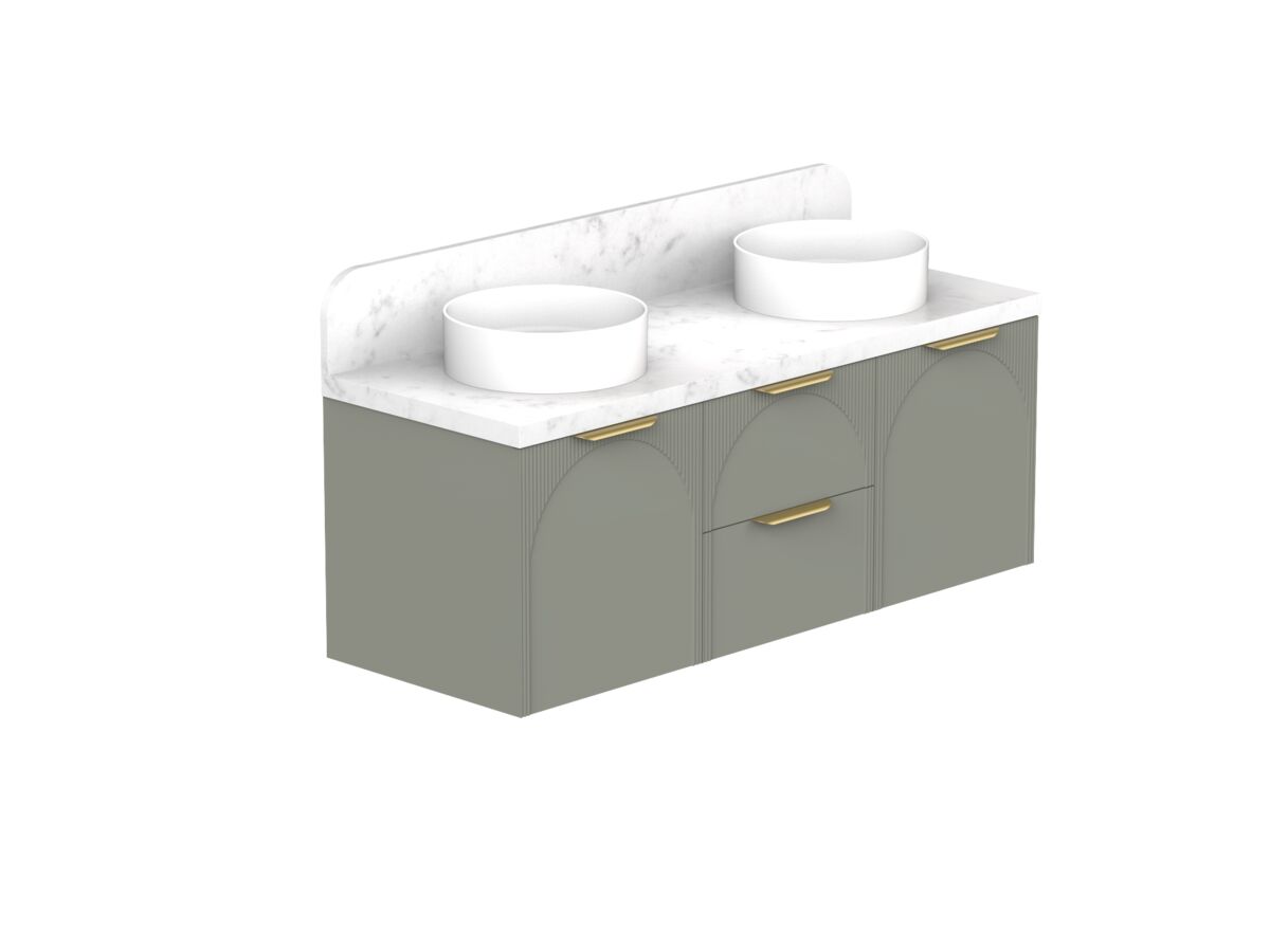 ADP Archie by Alisa & Lysandra Door/Drawer Wall Hung Vanity Unit Double Bowl 1350 Cherry Pie