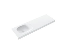 Kado Lussi 1500mm Single Wall Basin Left Hand Bowl with Overflow No Taphole Matte White Solid Surface