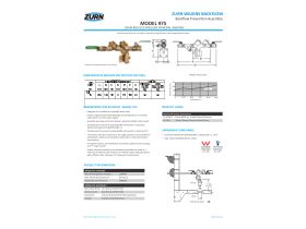 Specification Sheet - 15mm Wilkins RPZD With Lockable Ball Valve Y-Strainer & Unions