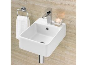 Caroma Cube Wall Basin 320mm 1 Taphole With Overflow White