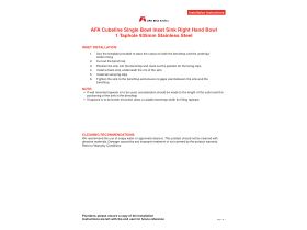 Installation Instructions - AFA Cubeline Single Bowl Inset Sink Right Hand Bowl 1 Taphole 930mm Stainless Steel