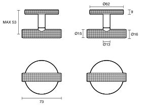 Technical Drawing - Milli Etch Wall Top Assemblies with 15mm Extended Spindles