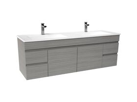 Espire Double Bowl Wall Hung Vanity Unit (Wave) 2 Door and 4 Drawer 1500mm