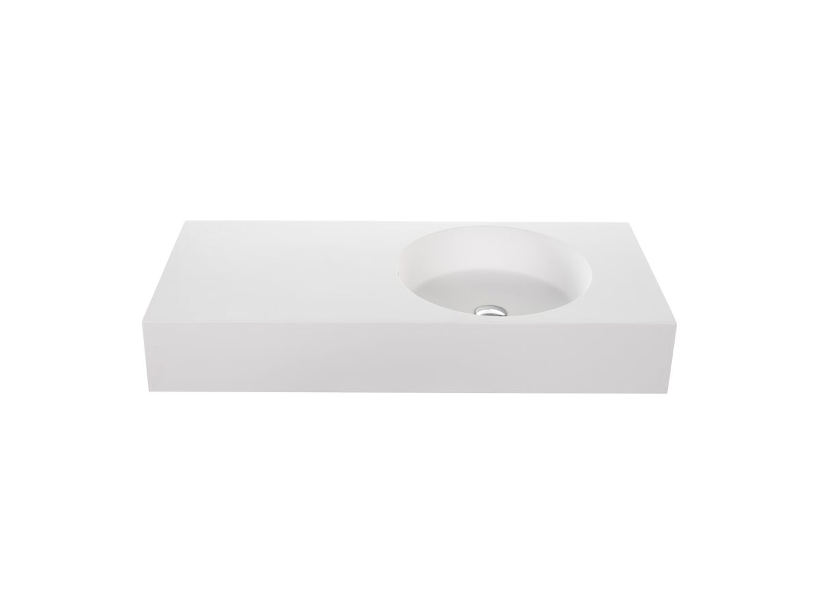 Omvivo Neo Solid Surface Wall Basin Right Hand Bowl No Taphole 1000mm White