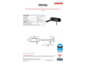 Specification Sheet - Mizu Drift Wall Basin/Bath Mixer Set Straight Spout Trimset Matte Black (6 Star)