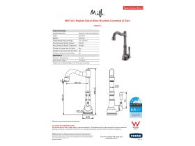 Specification Sheet - Milli Voir English Basin Mixer Lever Handle Brushed Gunmetal (5 Star)