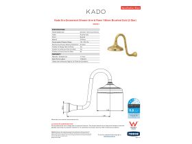 Specification Sheet - Kado Era Gooseneck Shower Arm & Rose 148mm Brushed Gold (3 Star)
