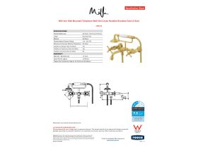 Specification Sheet - Milli Voir Wall Mounted Telephone Bath Set Cross Handles Brushed Gold (3 Star)