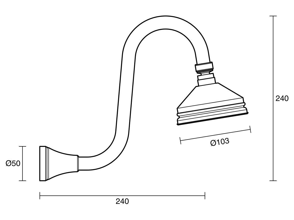 Kado Era Gooseneck Shower Arm & Rose Brass Gold (3 Star) from Reece