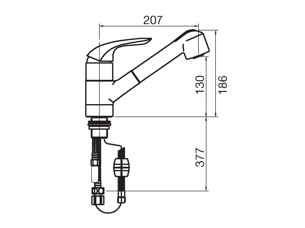 Porcher Saga Sink Mixer with Pull Out Spray Chrome (4 Star)