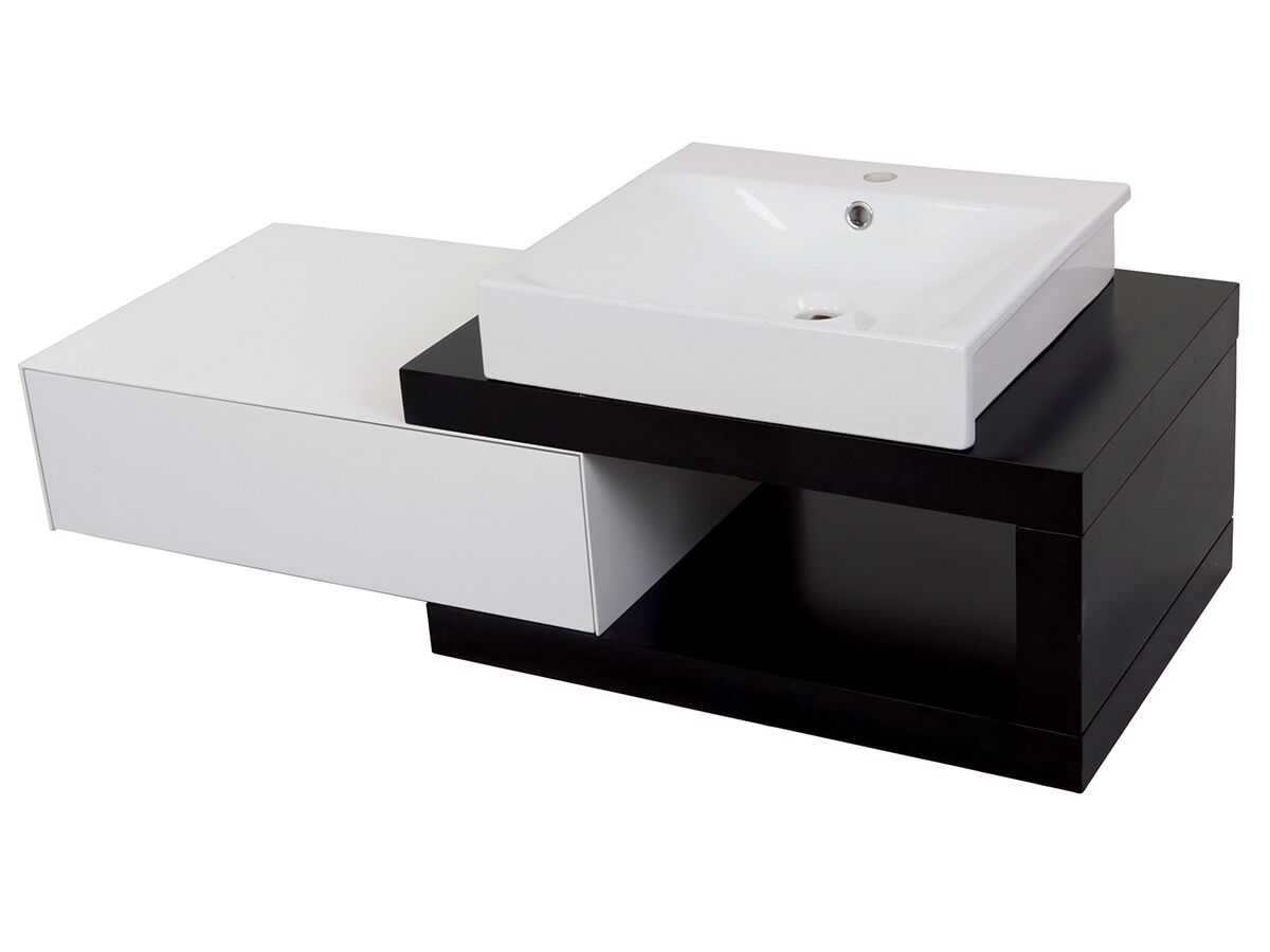 Mizu Bloc Wall Hung Vanity Unit No Basin 1200mm Black/ White