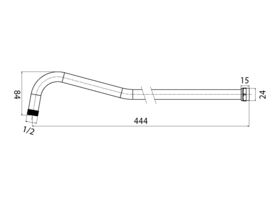 Posh Curved Horizontal Shower Arm 450mm Chrome
