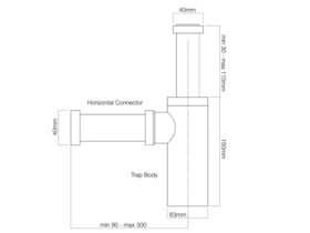 Mizu Drift Tele Bottle Trap with Connect 40mm Matte Black/Chrome