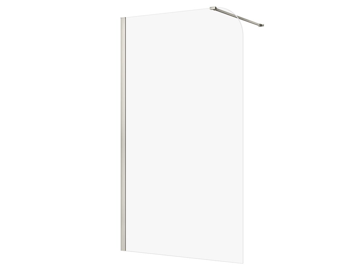 Hero - Kado Lux Frameless Curved Panel with Wall Channel Clear Glass 1200mm Brushed Nickel