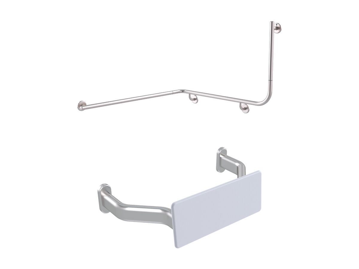 Mizu Drift Continuous Accessible WC Kit Left Hand Brushed Stainless Steel