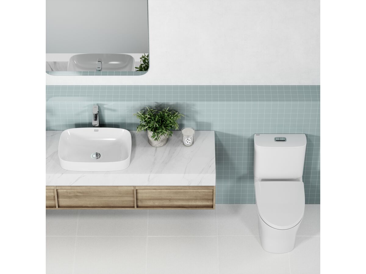 American Standard Signature Hygiene Rim Close Coupled Back to Wall Back/Bottom Inlet Toilet Suite with Soft Close Quick Release White Seat (4 Star)