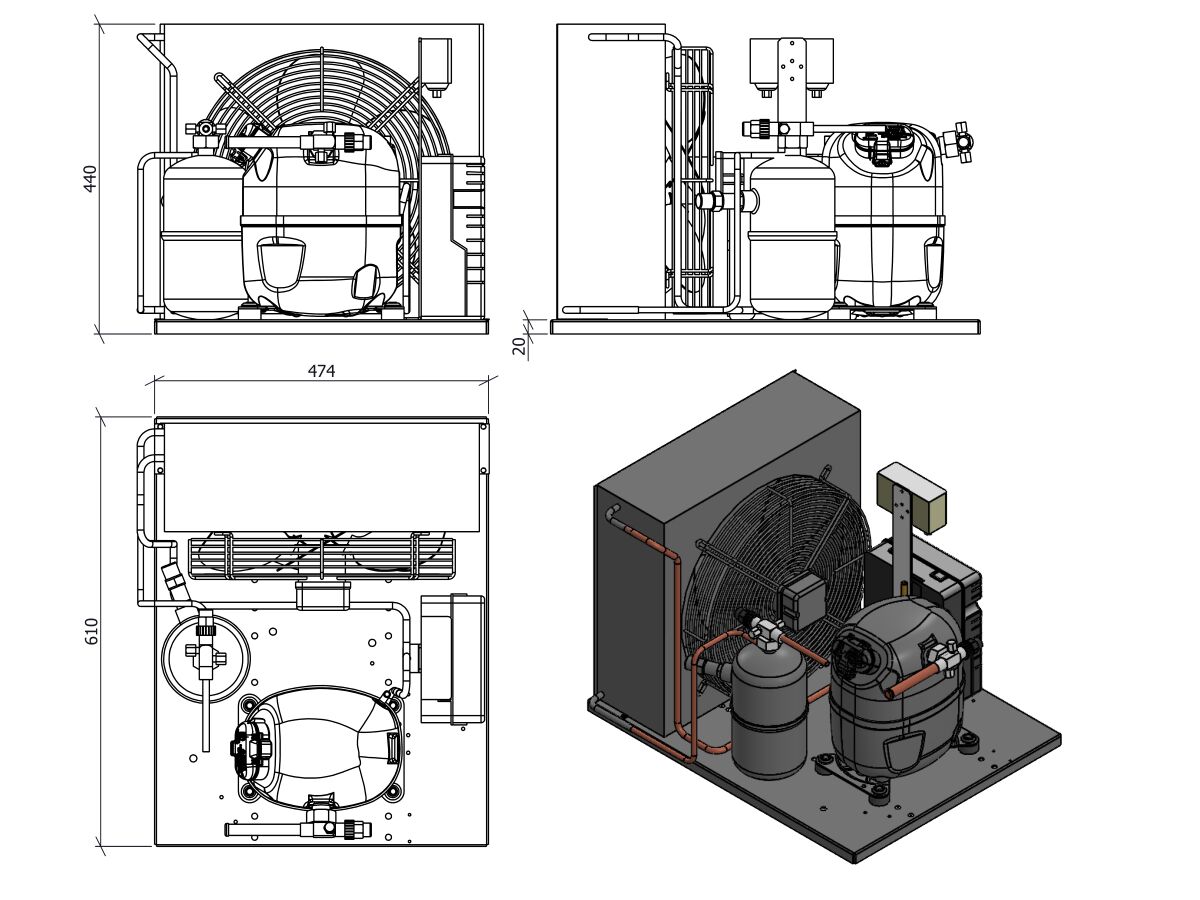 Tecumseh HTA Condensing Unit 1.5HP R404 LBP TAJT2464ZBR-2