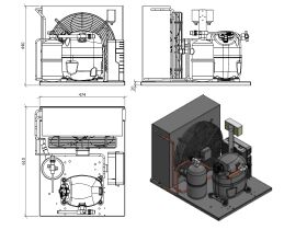 Tecumseh HTA Condensing Unit 1.5HP R404 LBP TAJT2464ZBR-2