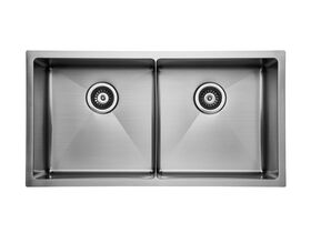 Memo Zenna Double Bowl Sink Stainless Steel Nanoplated Nickel