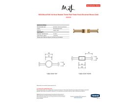 Specification Sheet - Milli Mood Edit Vertical Heated Towel Rail Robe Hook Brushed Brass Gold