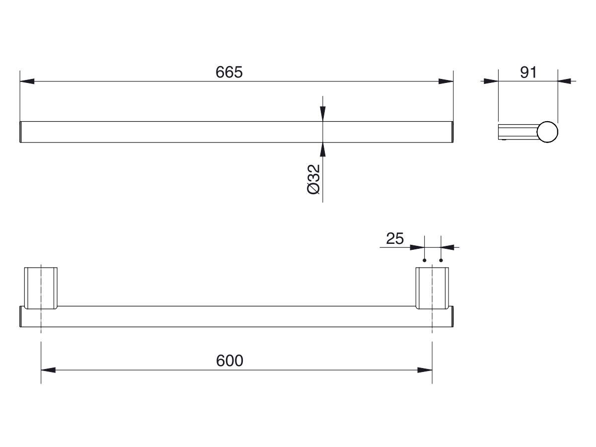 Mizu Drift Assisted Living Straight Rail 665mm Chrome Plated From Reece