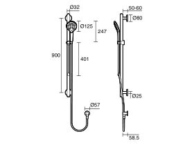 Mizu Drift 900mm Straight Handshower Modular Grab Rail Kit 3 function with Push Pull