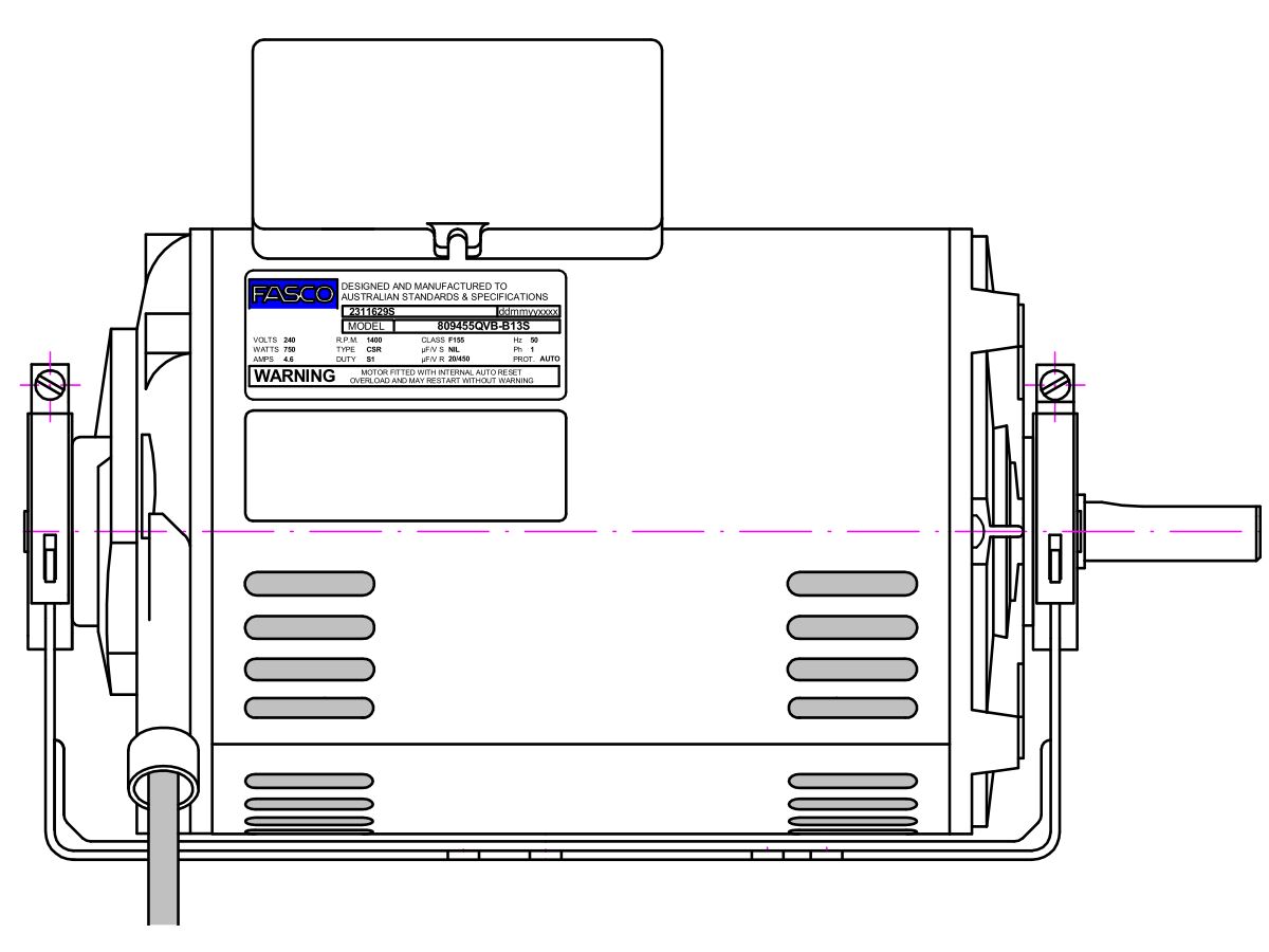 Fasco Fan Motor 240v 750w 809455qvb-B13s