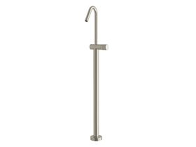 Milli Pure Floor Mounted Bath Mixer Tap with Diamond Textured Handle Trimset Brushed Nickel