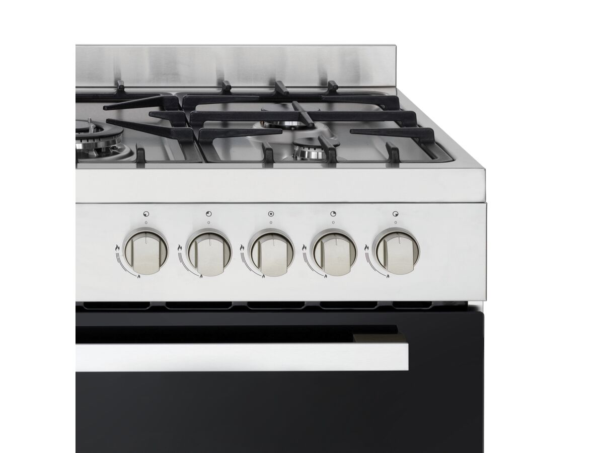 Inalto RU9EGB Dual Fuel Freestanding Oven Stainless Steel/Black 900mm
