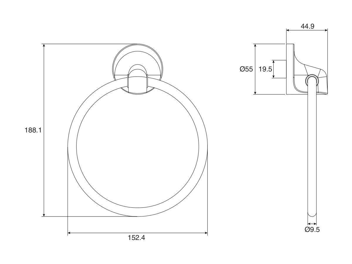 Base Towel Ring Chrome from Reece