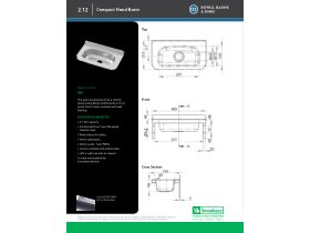Specification Sheet - Compact Stainless Steel Hand Basin With Brackets