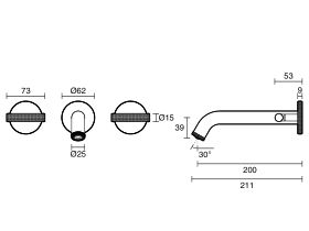 Technical Drawing - Milli Etch Wall Basin / Bath Tap Set 200mm (6 Star)
