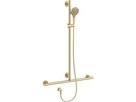 Mizu Drift 700 x 1100mm Independent T-Shower Modular Grab Rail Kit 3 function Brushed Brass (5 Star)
