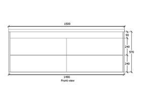 Acqua Wall Hung Double Height Double Bowl Vanity 1500mm Freestyle 30mm Top