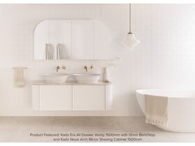 Kado Era All Drawer Vanity 1500mm with 12mm Benchtop and Kado Neue Arch Mirror Shaving Cabinet 1500mm