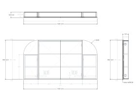 Technical Drawing - Kado Neue Arch 4 Door Mirror Cabinet 1500mm