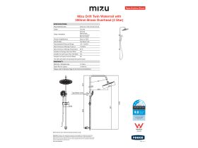 Specification Sheet - Mizu Drift Twin Waterrail with 300 Brass Overhead (3 Star)