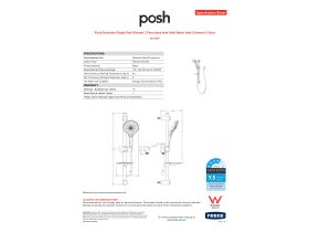 Specification Sheet - Posh Domaine Single Rail Shower 3 Functions with Wall Water Inlet Chrome (4 Star)