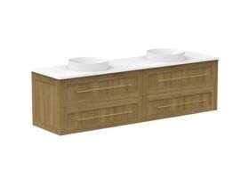 Kado Lux 1800mm All Drawer Wall Hung Vanity Unit 4 Drawers Double Bowl Vanity (No Basin)