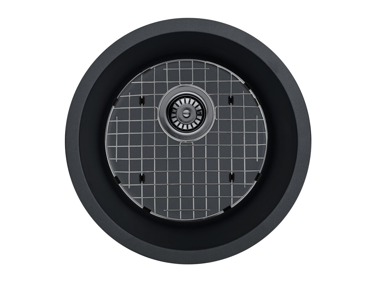Memo Hugo Round Sink with Grid No Taphole Granite Black