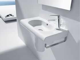 Roca Meridian Compact Wall Basin 600x320 1 Taphole White