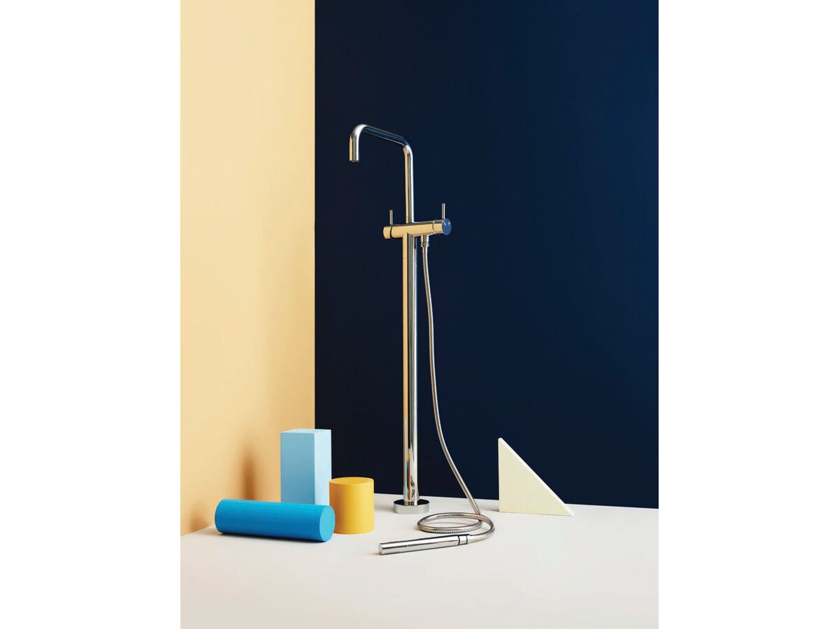 Sussex Scala Floor Mounted Bath Mixer Square Outlet with Hand Shower