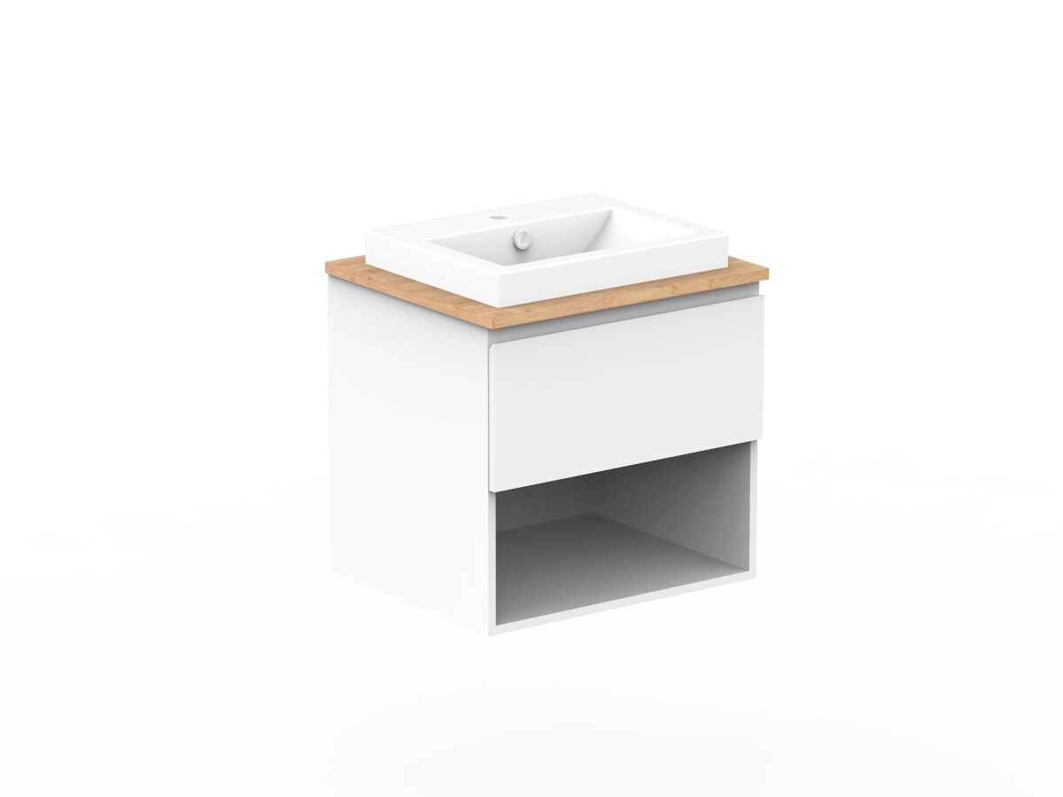 wall hung vanity unit with shelf