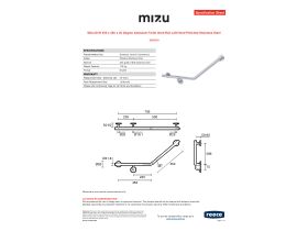 Specification Sheet - Mizu Drift 450 x 450 x 40 Degree Ambulant Toilet Grab Rail Left Hand Polished Stainless Steel