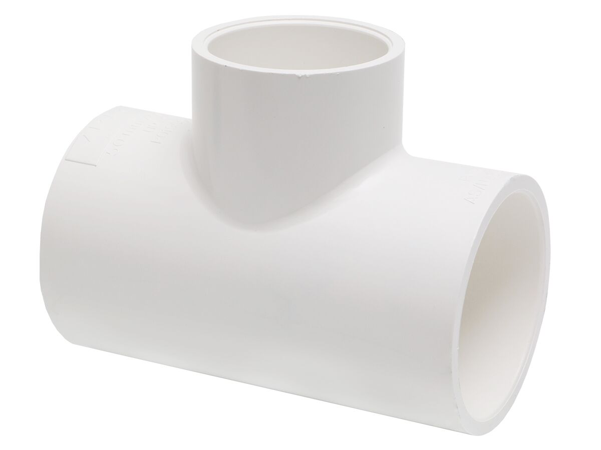 PVC Class D Reducing Tee 50mm x 40mm from Reece