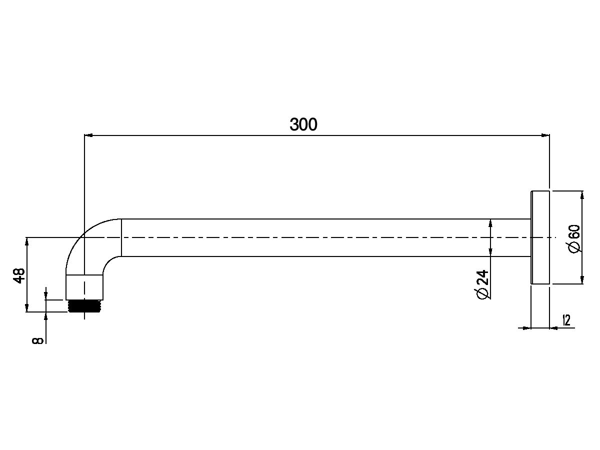 Nikles Horizontal Shower Arm 300mm Chrome from Reece